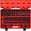 02448A 1/2" Drive Master Impact Socket Set, 65 Piece, Standard SAE (3/8"-1-1/4") & Metric (10-24 mm) Sizes, Deep & Shallow Kit, Includes Adapters & Ratchet Handle1 pcs
