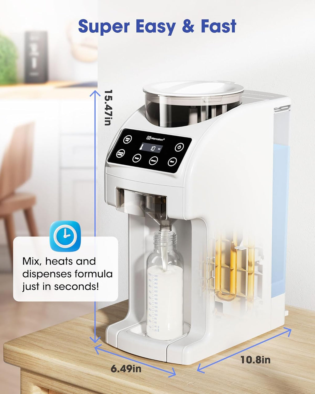Fast and Customizable Formula Dispenser Machine with Accurate Temperature Control for Baby, Automatic Powder Blending for All Brands of Bottle and Formula, Black/White