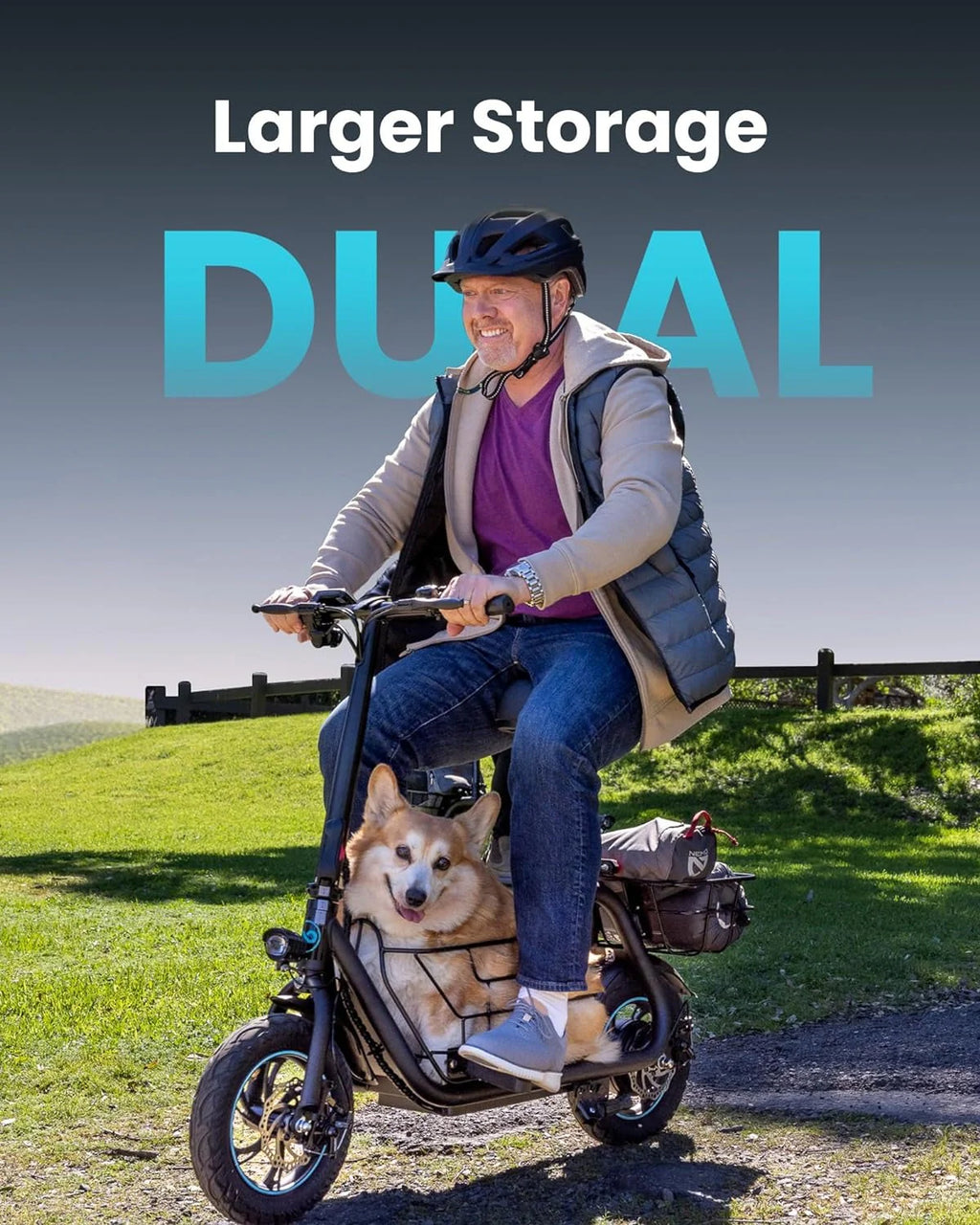 Electric scooter for adults with large center basket