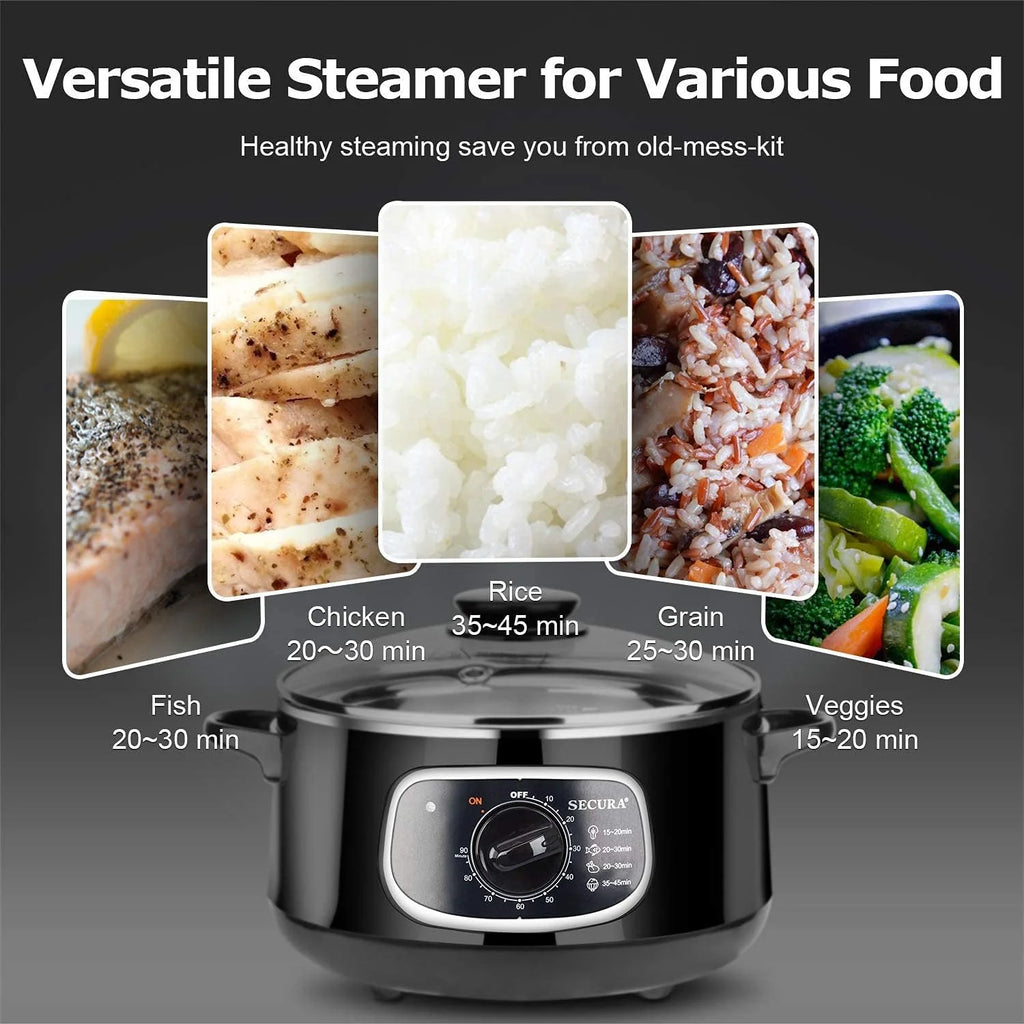 2 stainless steel food steamers, 8.5 liters capacity, electric glass-covered vegetable steamer, double-layer stackable steaming basket, with timer included1 pcs