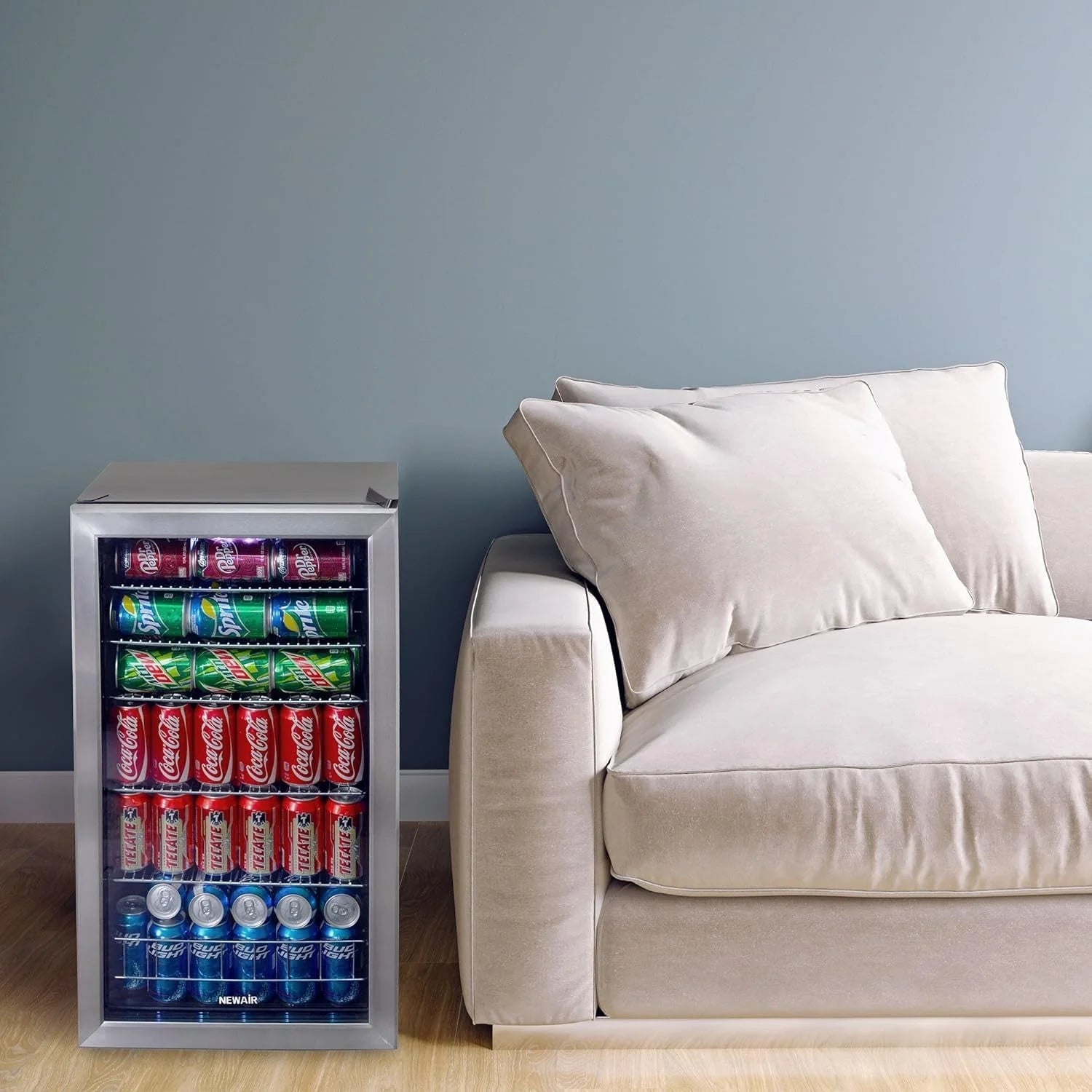 Beverage Refrigerator Cooler | 126 Cans Free Standing with Right Hinge Glass Door | Mini Fridge Beverage Organizer Perfect For Beer, Wine, Soda, And Cooler Drinks