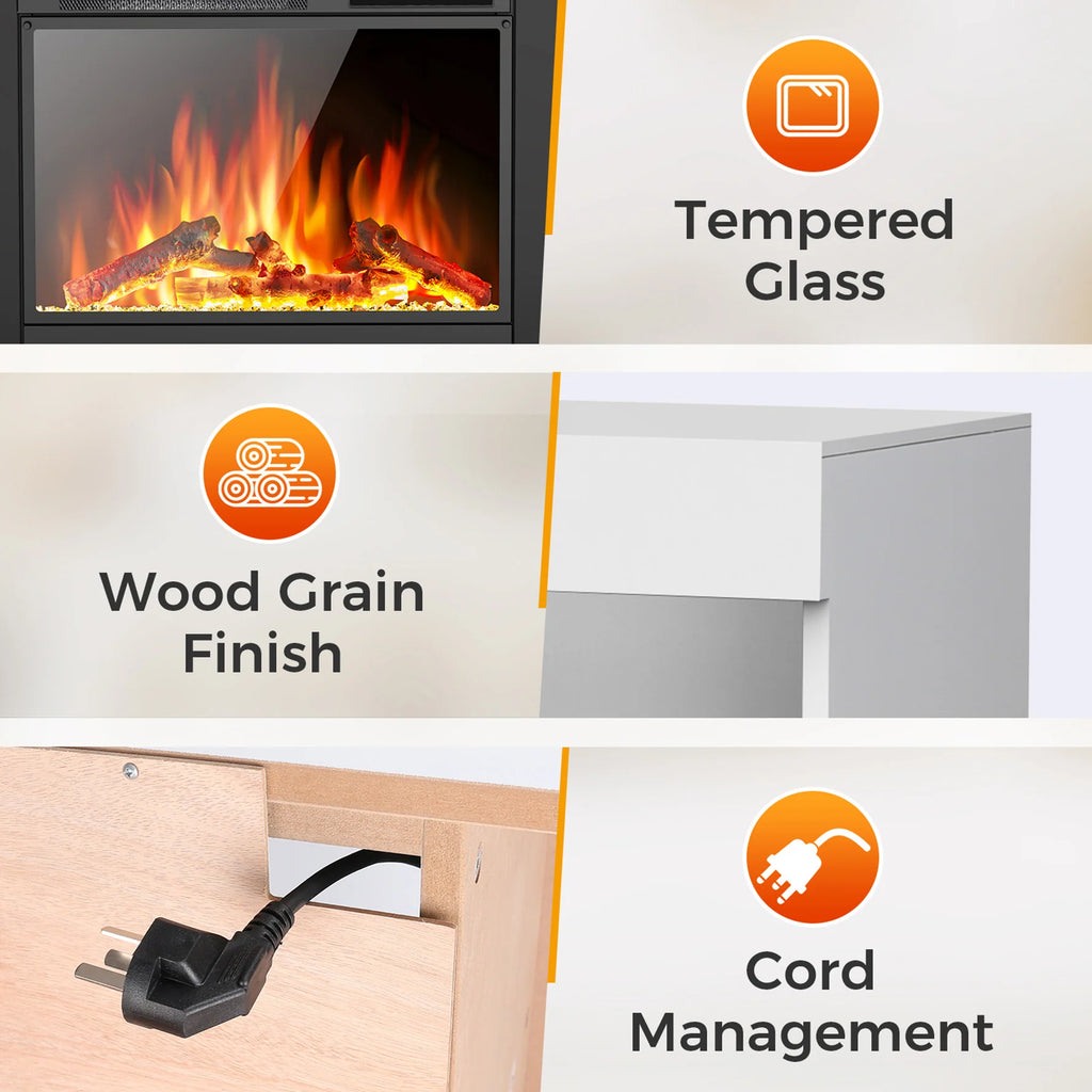 60'' Fireplace TV Stand Mantel Shelf Wooden Surround Fireplace Freestanding