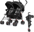 Twin Umbrella Stroller in Black, Lightweight Double Stroller for Infant & Toddler, Compact Easy Fold, Large Storage Basket, Large and Adjustable Canopy1 pcs