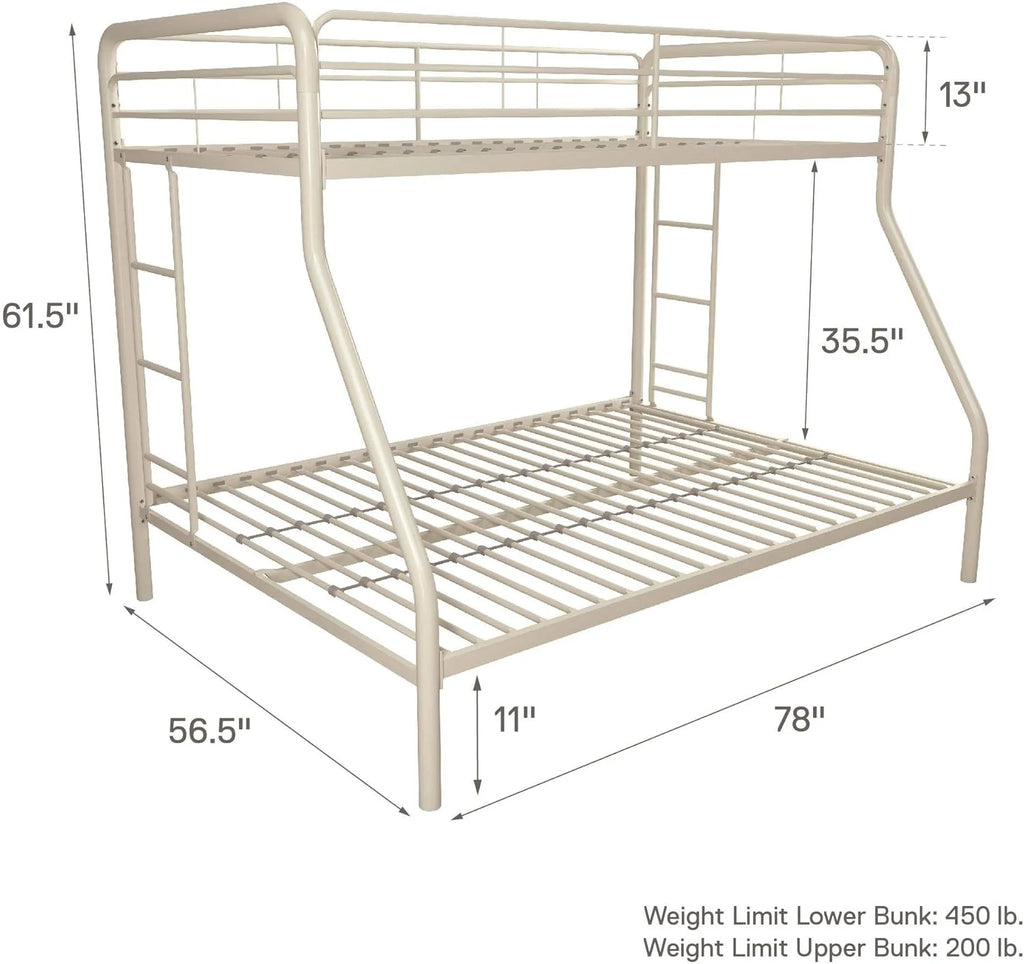 DHP Dusty Twin Over Full Metal Bunk Bed, Off White1 pcs