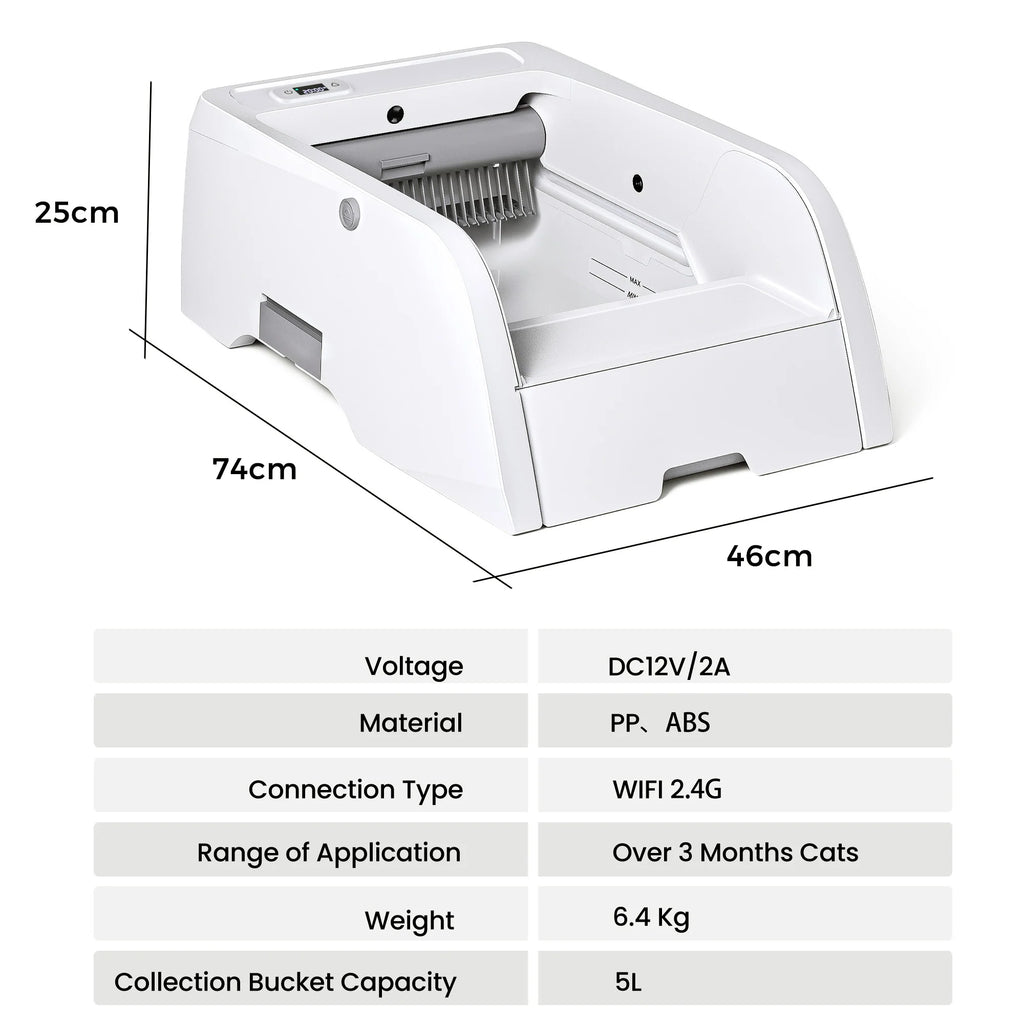 Self Cleaning Cat Litter Box with App Control