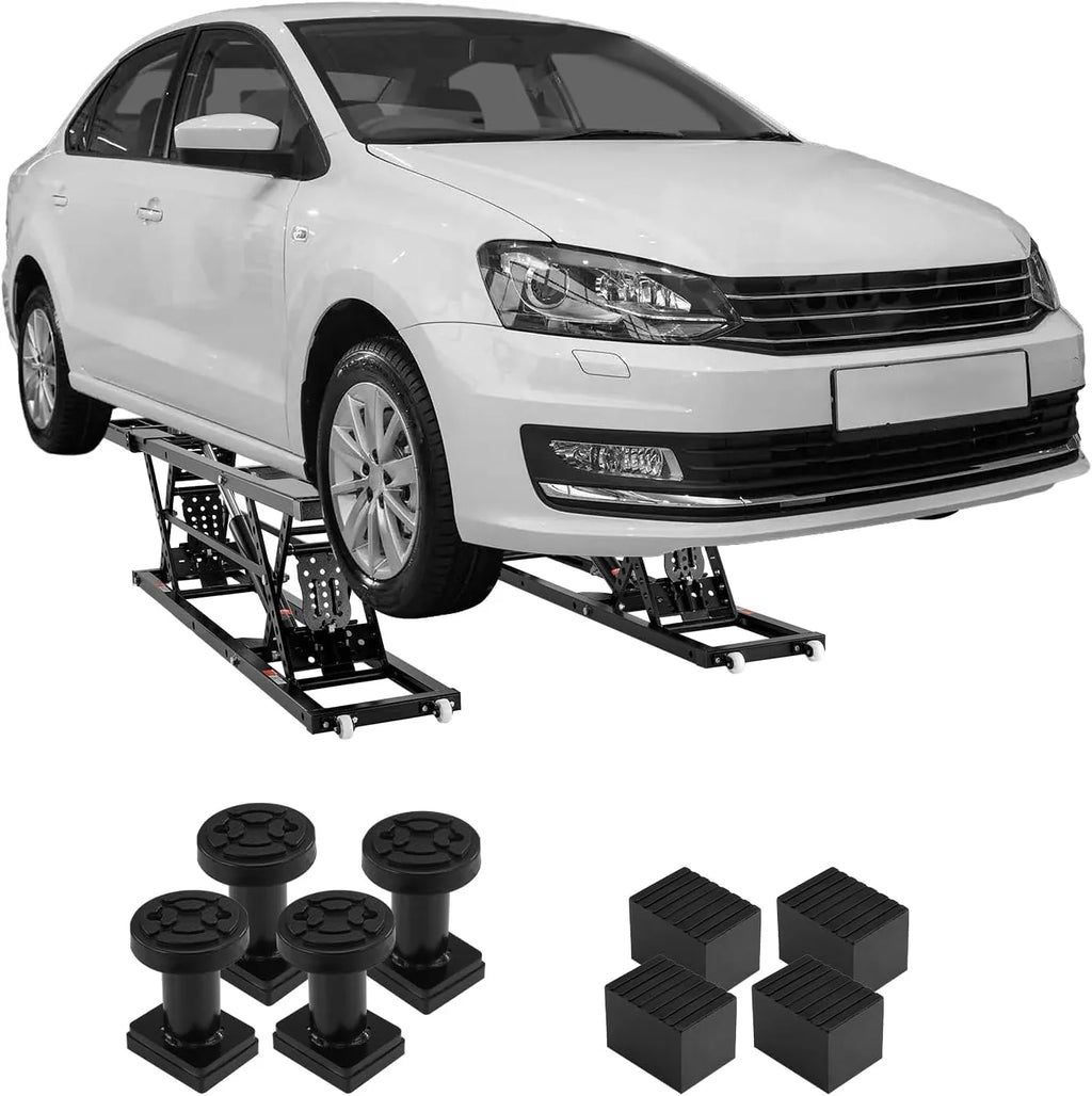 7,000 LBS Capacity Portable Car Lift, with Extended-Length Plates, 26.8" Max. Height, Heavy-Duty Carbon Steel Truck Lift with Power Unit for Home Garage Shop1 pcs