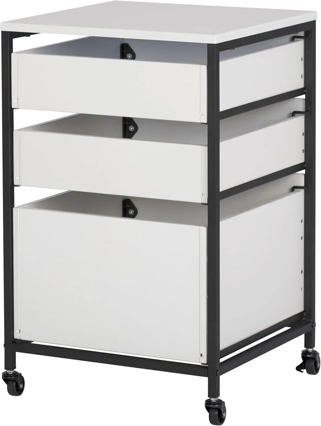 4-layer portable storage organizer box, suitable for bathrooms, kitchens, handicrafts, home offices or laundry rooms. The color is charcoal grey/white.