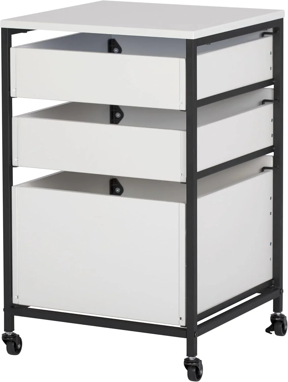 4-layer portable storage organizer box, suitable for bathrooms, kitchens, handicrafts, home offices or laundry rooms. The color is charcoal grey/white.