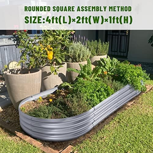 2Pcs Galvanized Raised Garden Bed Kit, 10×4×1ft Galvanized Planter Raised Garden Boxes Outdoor, Oval Large Metal Raised Garden Beds for Vegetables…………