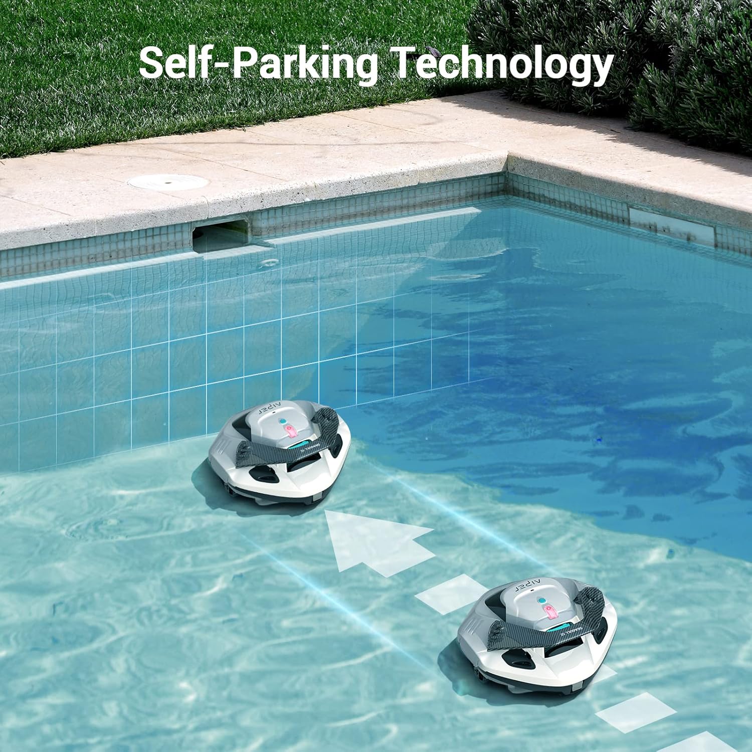Cordless Robotic Pool Cleaner, Pool Vacuum Lasts 90 Mins, LED Indicator, Self-Parking, Ideal for Above/In-Ground Flat Pools up to 40 Feet1 pcs