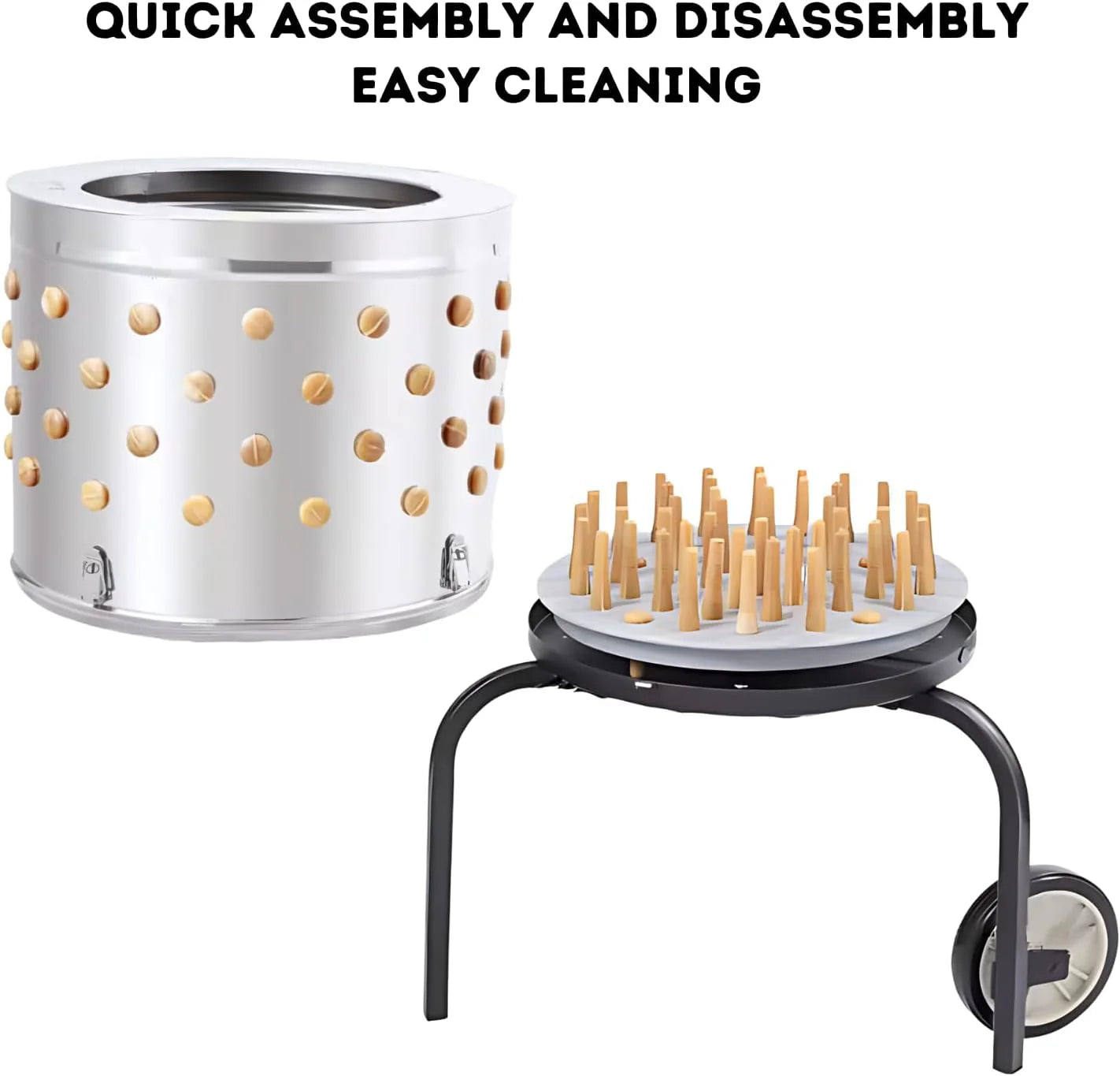 Stainless Steel Chicken Plucker, 92 Silicone Fingers, 20 inch Drum Diameter, Mobile with Wheels, Heavy Duty, Feathers Remover.1 pcs