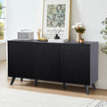 Modern Sideboard Buffet Cabinet Console Table, Accent Storage Cabinet Credenza Buffer Cabinets with 4 Fluted Doors for Kitchen Dining Living Room Entryway (Walnut)1 pcs