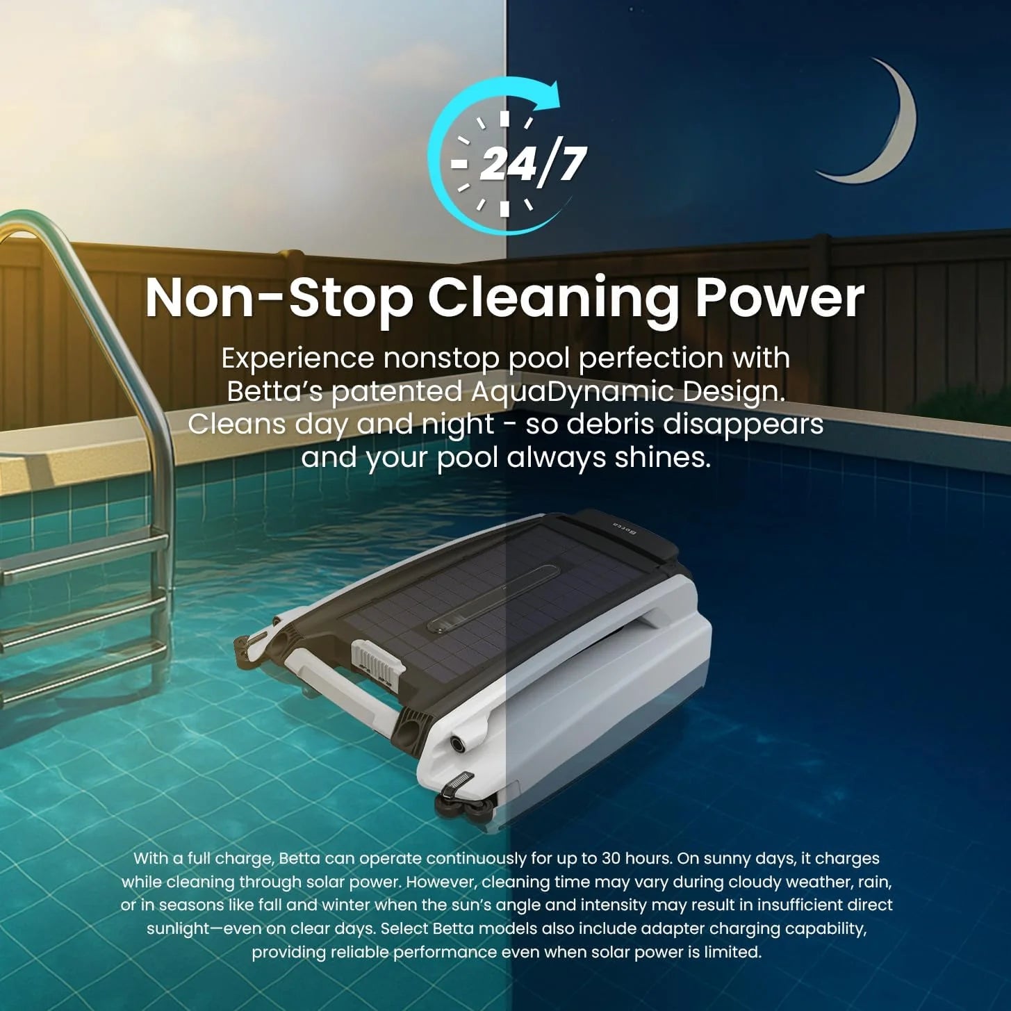 SE features a solar-powered automatic pool skimmer robot, with enhanced internal durability and a redesigned dual-salt chlorine-resistant motor (white)1 pcs