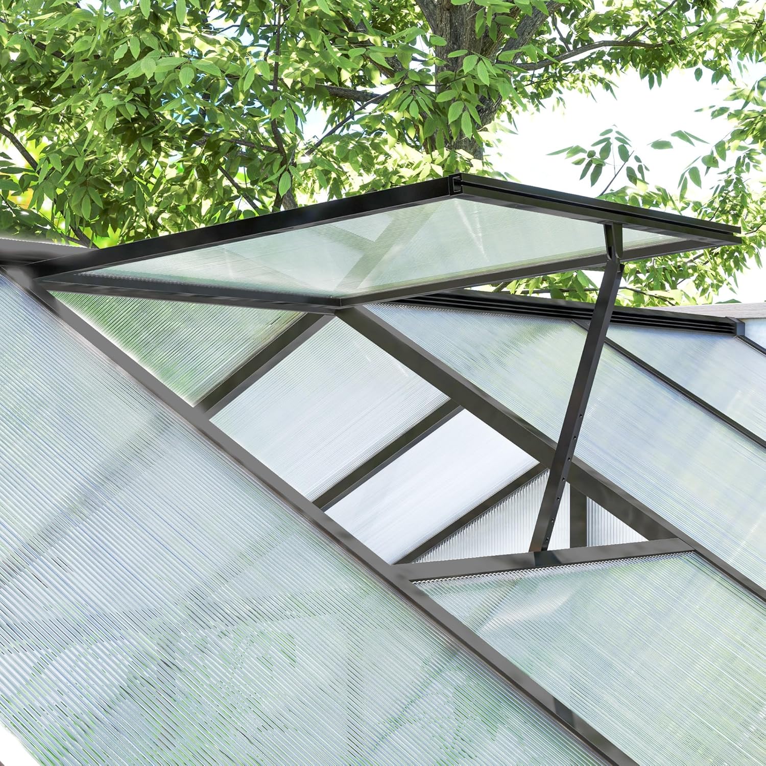 6' x 8' x 6.4' Polycarbonate Greenhouse, Aluminum Walk-in Green House Kit Garden, Plants Grow with Rain Gutter and Roof Vent1 pcs
