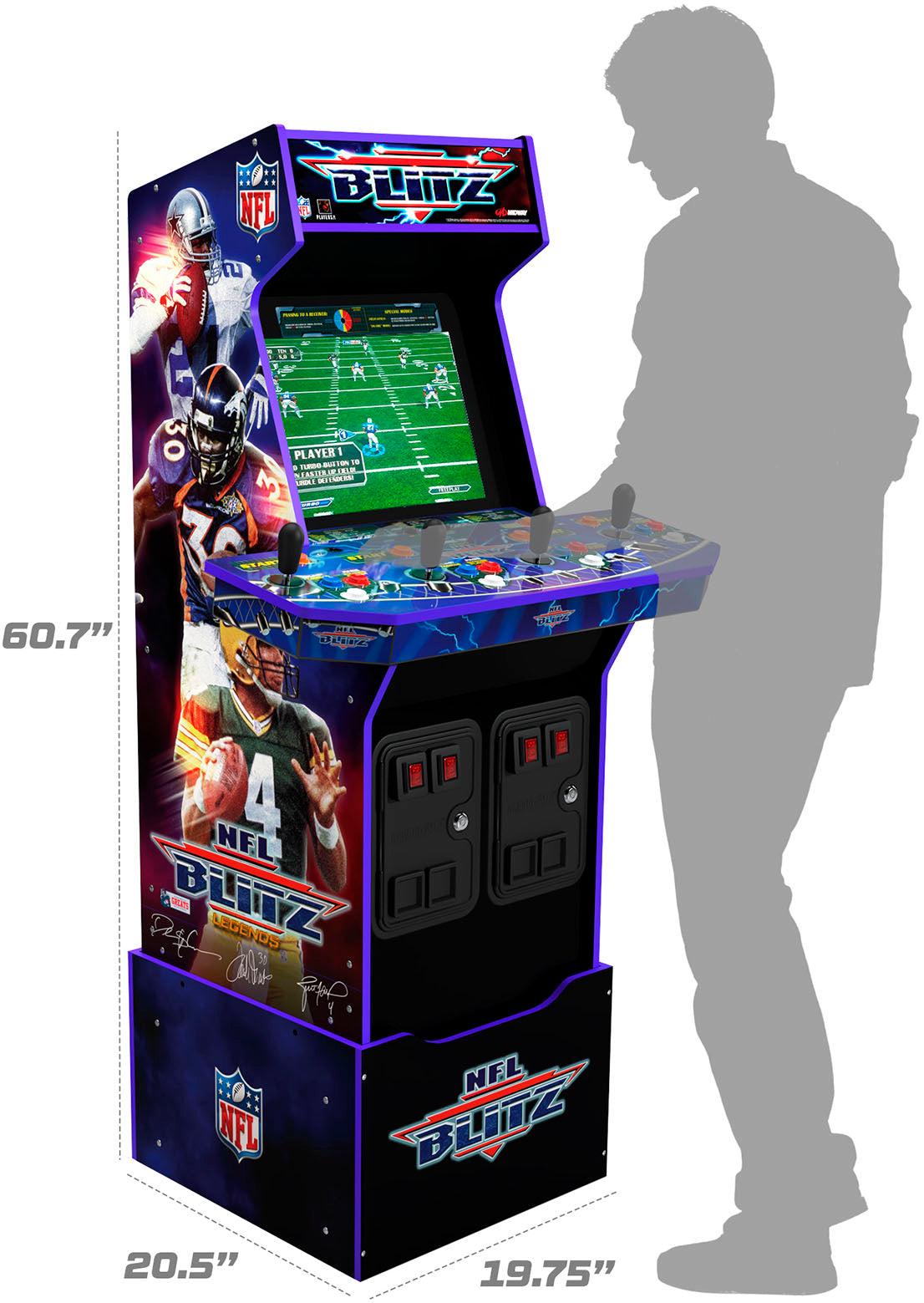 Arcade1Up &ndash; NFL Blitz Arcade with Riser and Lit Marquee &ndash; Multi