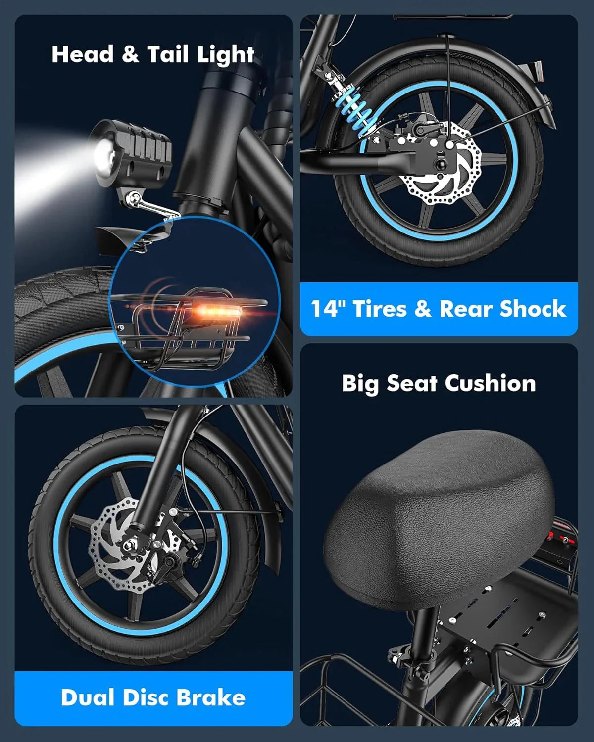 Electric scooter for adults with large center basket