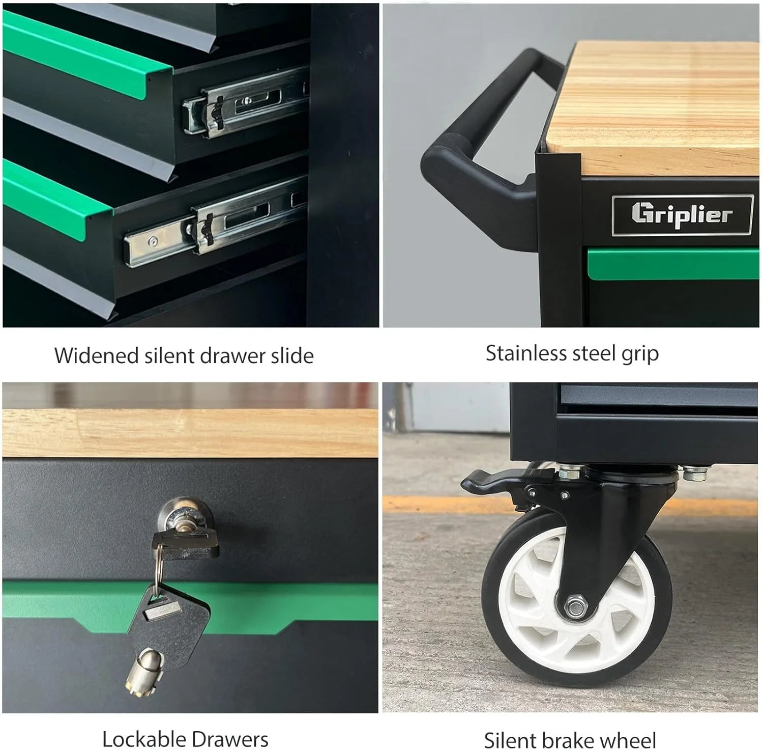 14-Drawers Rolling Tool Chest with Wood Workbench,Brake Casters,Heavy-Duty Steel Cabinet Storage, 46.8W x 18.3D x 42.7H inch1 pcs