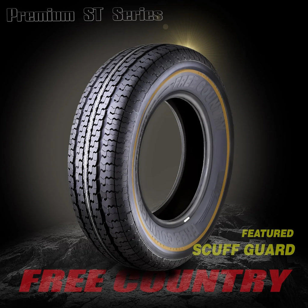 Libra Trailer Parts set of 4 Heavy Duty Trailer Tires ST205/75R15 205 75 15 10-Ply Load Range E Steel Belted Radial w/Scuff Guard1 pcs