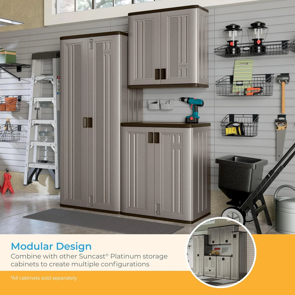 4 cubic feet resin material single-layer shelving garage wall storage cabinet, platinum gold color1 pcs
