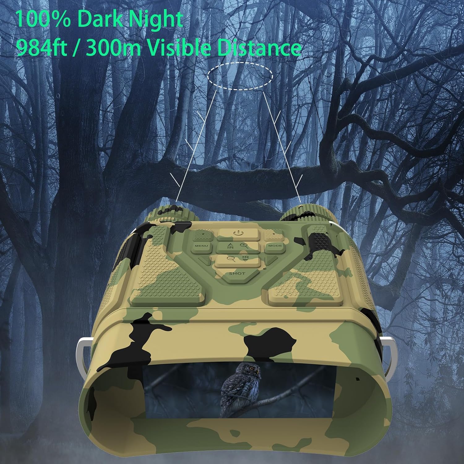 Night Vision Goggles - Night Vision Binoculars for Adults, FHD 1080P Infrared Digital Night Vision with 8X Zoom, 4000mAh Rechargeable Hunting Night Vision with 32GB Card (Black)1 pcs