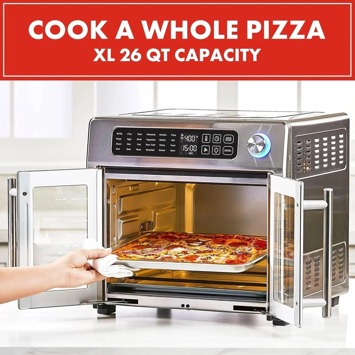 Emeril Lagasse Extra Large French Door Air Fryer Toaster Oven Combo, 24 Cooking Functions