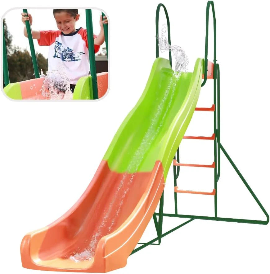 Outdoor play set: Children's slide: 10-foot independent climbing frame, swing set, jungle-style playground. The design is loved by children - ground pool slide, suitable for use in summer backyard.1 pcs