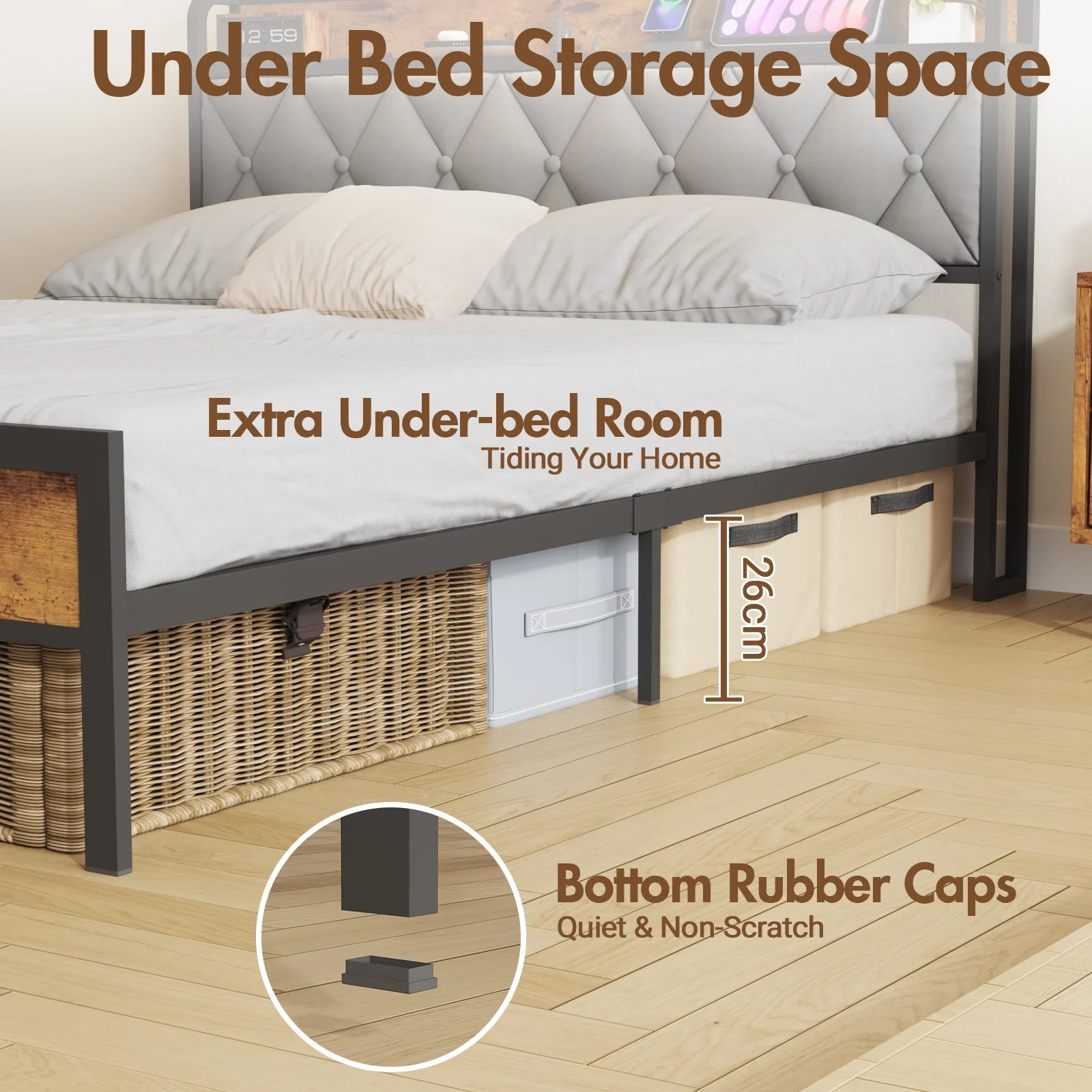 Bed Frame with Charging Station