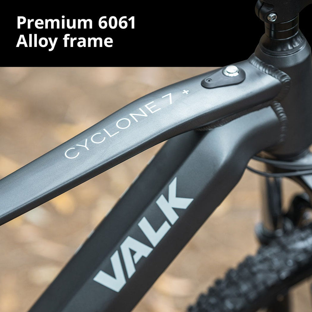 VALK Cyclone 7+ Electric Mountain Bike Mid-Drive Hardtail eMTB, Medium Frame Dark Grey