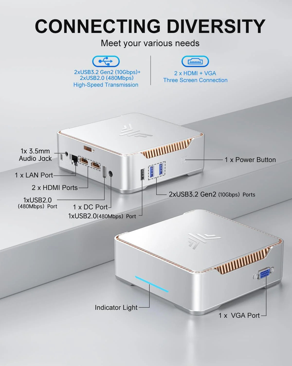 KAMRUI GK3Plus Mini PC, 16GB RAM, 512GB M.2 SSD Mini Computer