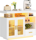 39.4" LED Buffet Cabinet,Modern Sideboard Buffet with RGB 24-Color Light Strip,Large Kitchen Storage Cabinet with Storage for Bar, Office,Coffee Bar Cabine with 2 Drawers,10QHXFSC9211-WH-CA1 pcs