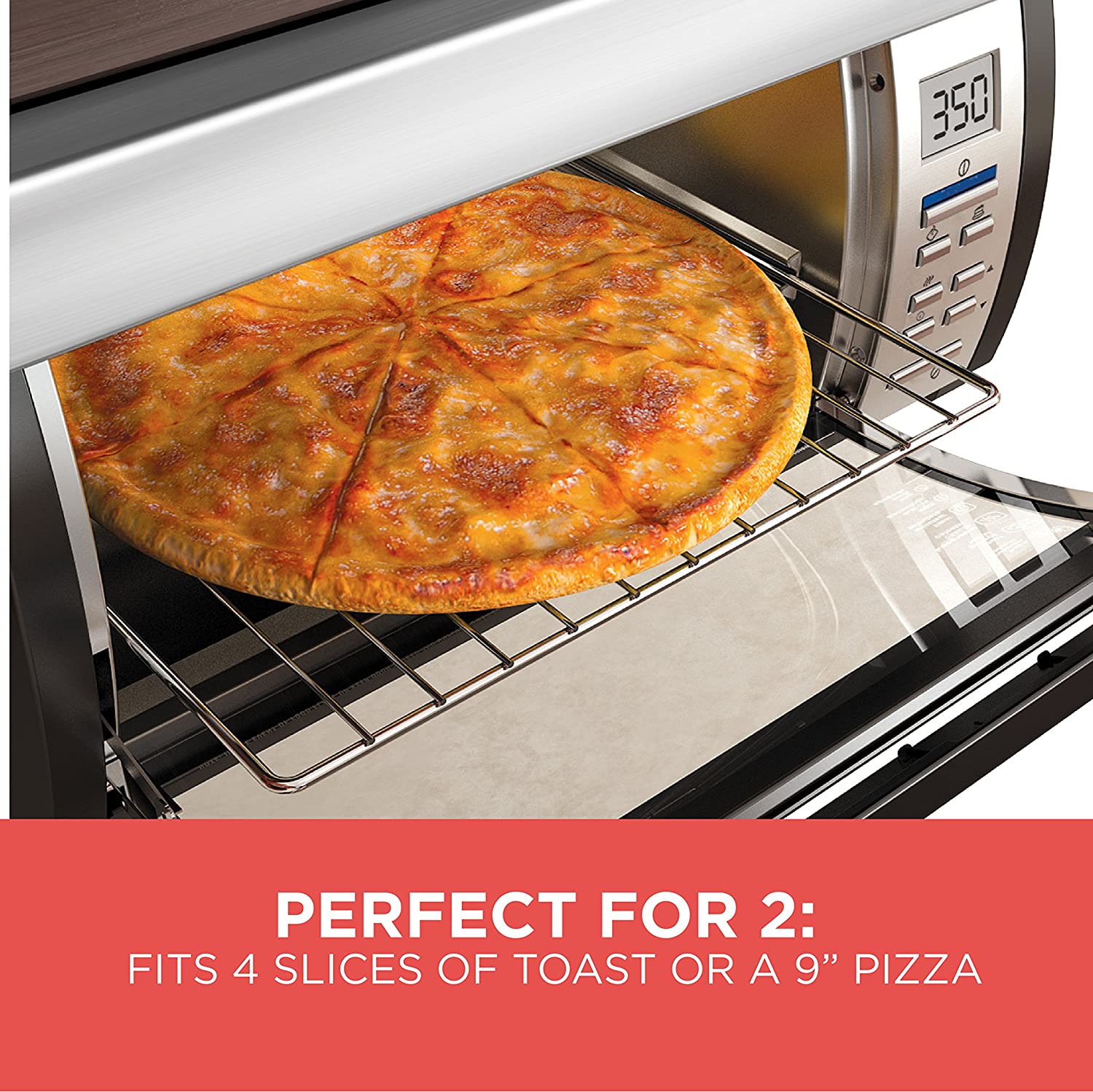 BLACK DECKER SpaceMaker Under Counter Toaster Oven, Digital Controls, Black/Stainless Steel, Fits 9&prime;&prime; Pizza or 4 Slices