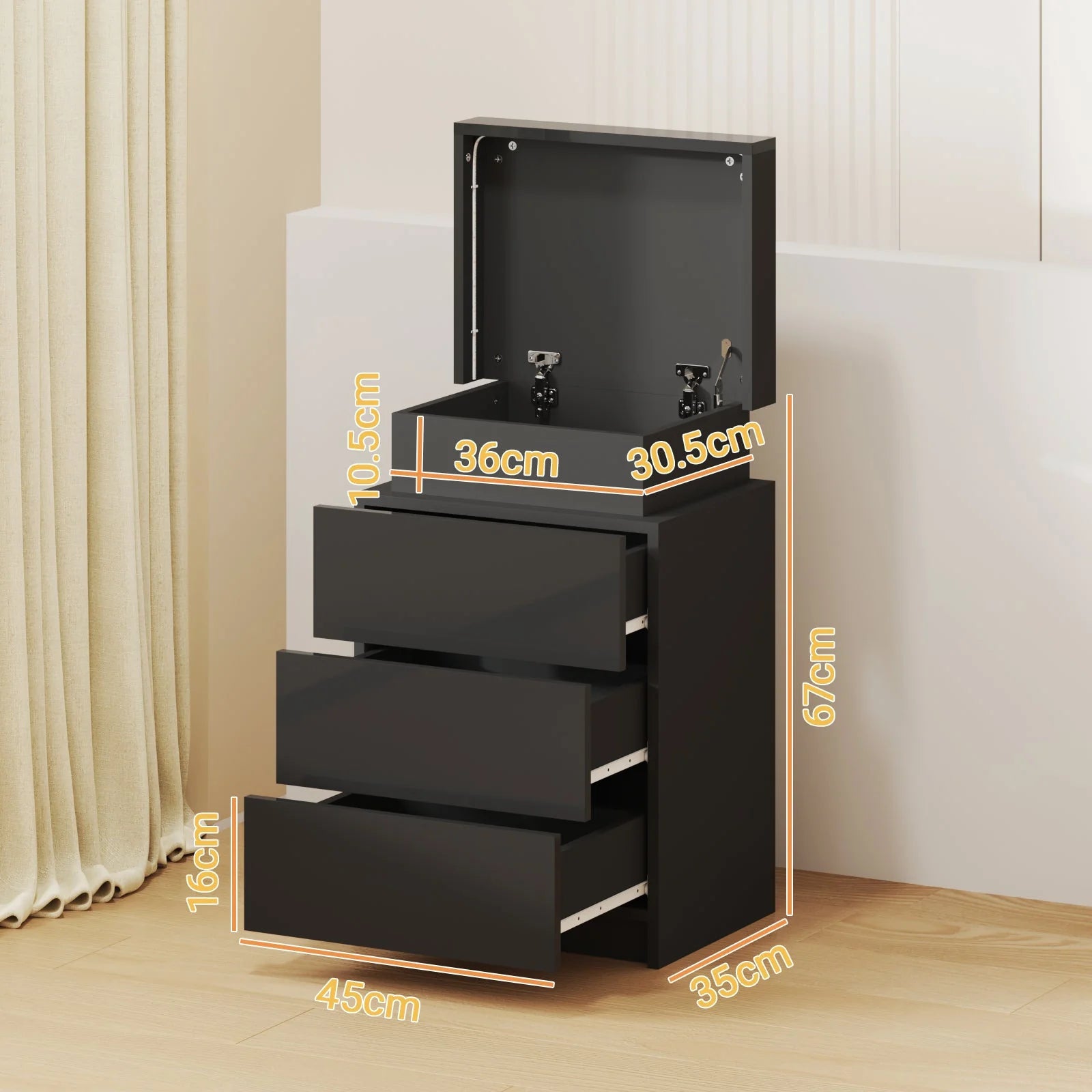 2 Set of Bedside Table 3 Drawers With LED Light