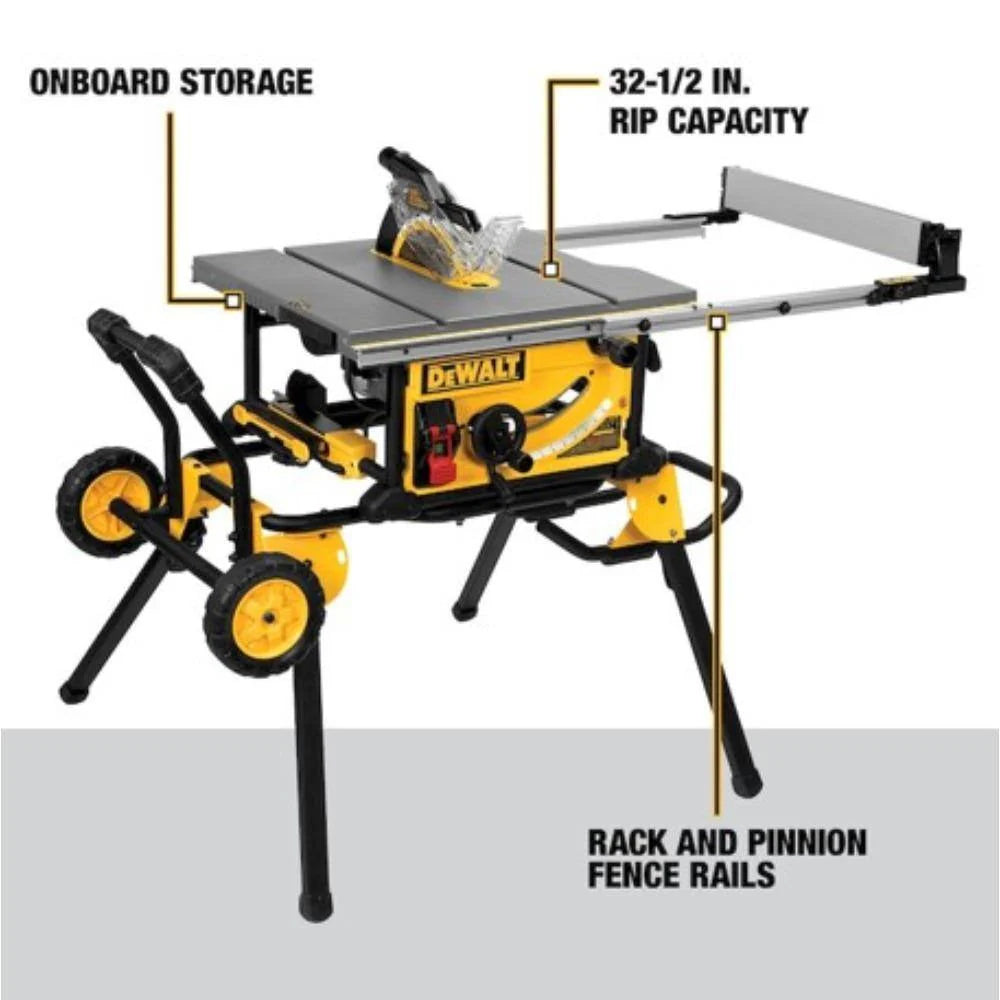 15 Amp Corded 10-inch Construction Site Table Saw with Rolling Stand DWE7491RS
