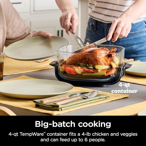 Ninja Crispi 4 in 1 Portable Glass Air Fryer Cooking System, 4QT &amp; 6 Cup Glass Containers with Storage Lids, Easy Meals, Microwave, Freezer &amp; Dishwasher Safe, Air Fry, Bake &amp; More, Cyberspace, FN101GY : Home &amp; Kitchen