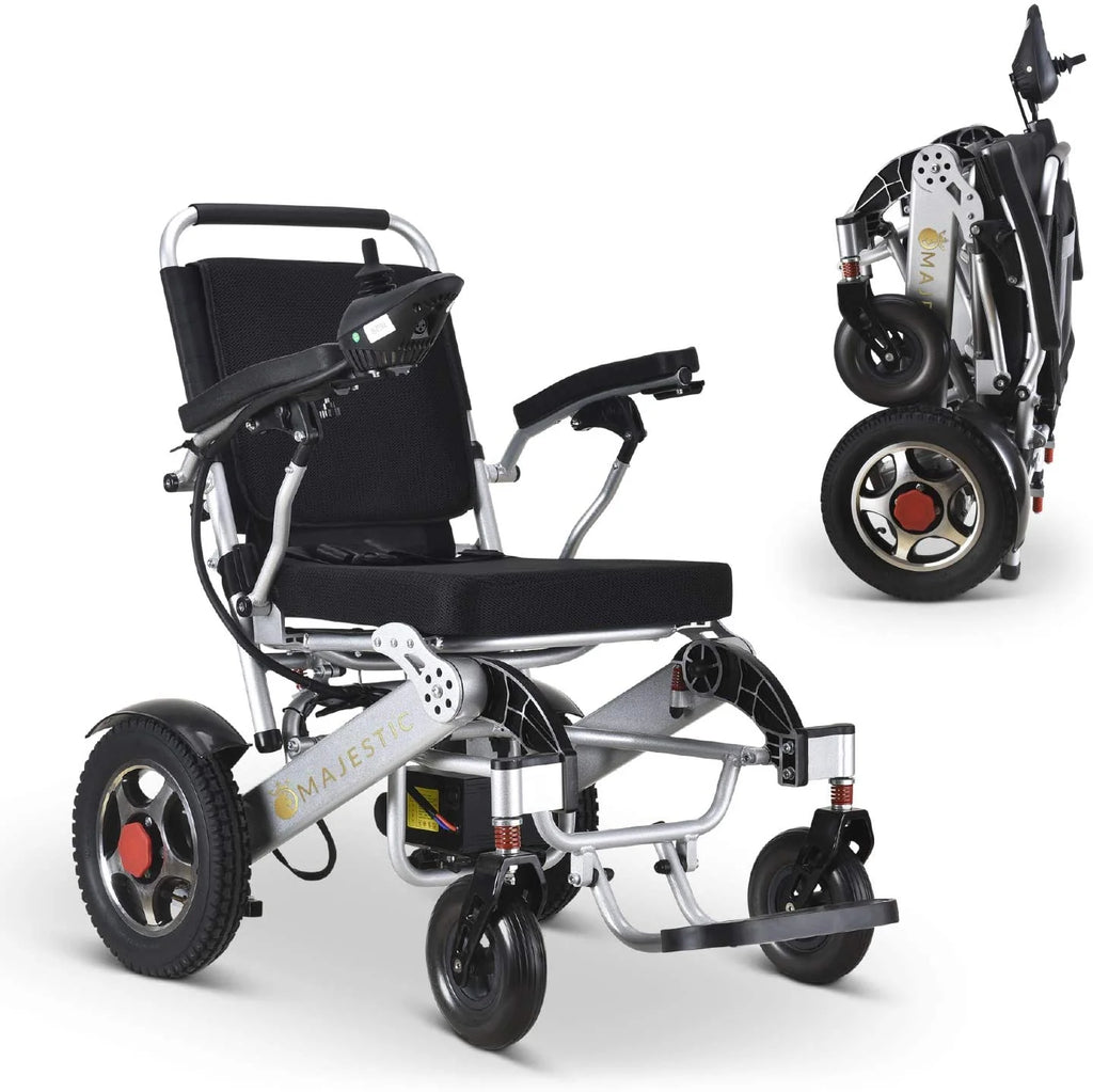 2020 New Folding Ultra Lightweight Electric Power Wheelchair, Silla de Ruedas Electrica, FDA Approved and Air Travel Allowed, Heavy Duty, Mobility Motorized, Portable Power (17.5�测�� Seat Width)