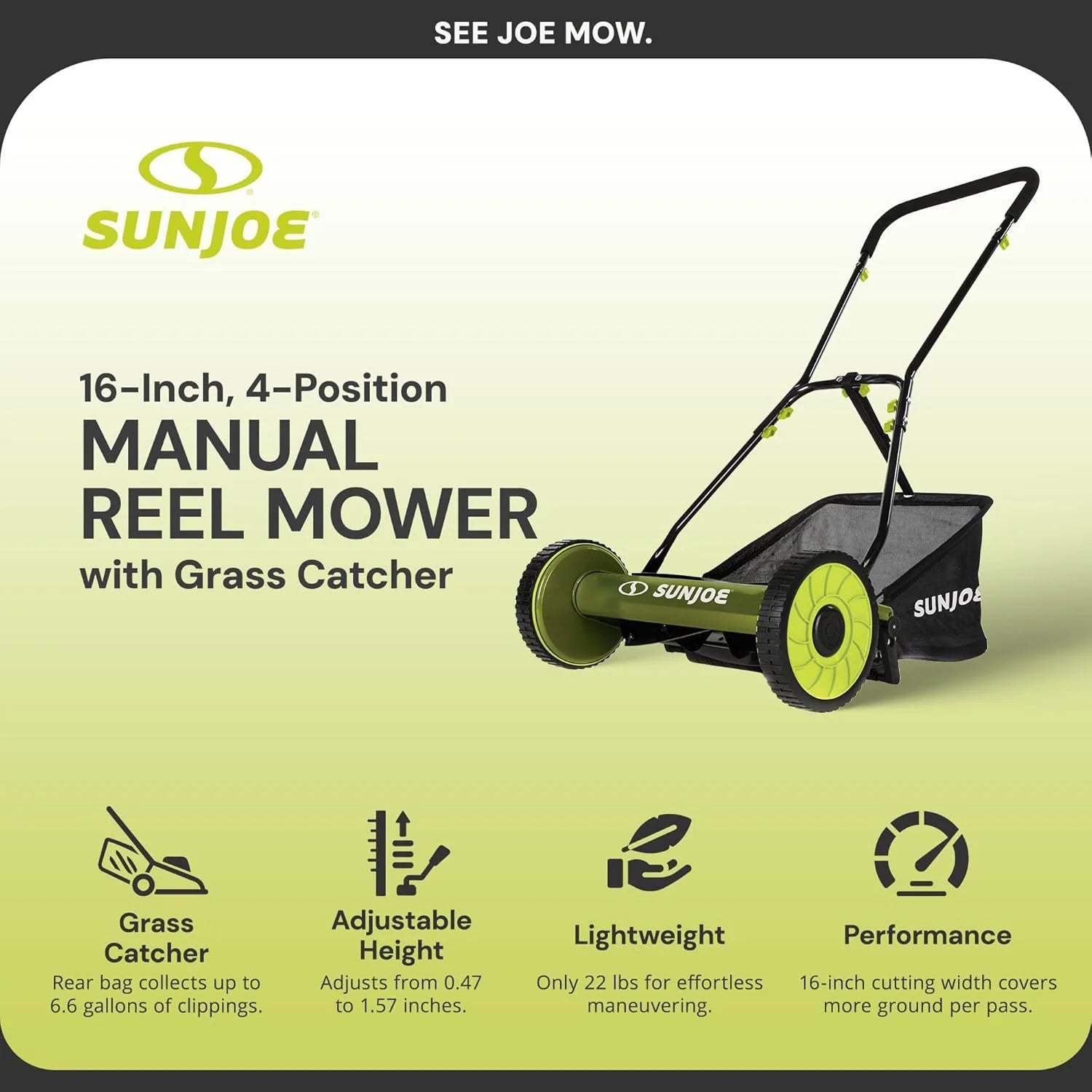 18-Inch Manual Reel Mower with Grass Catcher1 pcs