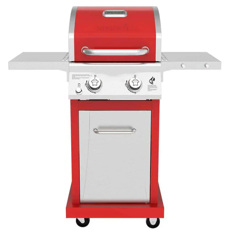 2-Burner Propane Gas Grill, Red 锟斤拷 Stainless Steel, 28,000 BTUs, Compact Design