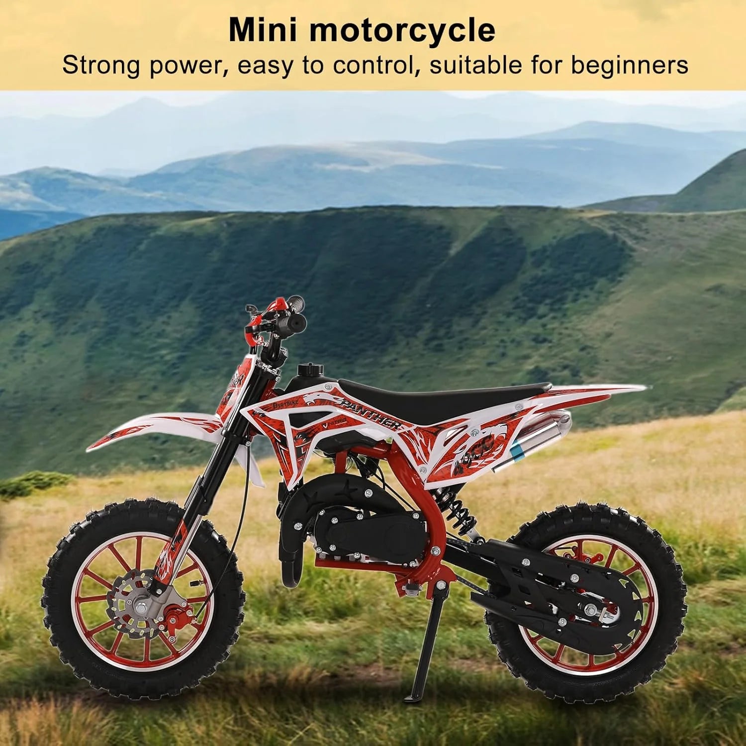Kids Dirt Bike 49cc 2-Stroke, 40KM/H Gas Powered Dirtbike, Off Road Mini Motorcycle with Front Rear Disc Brakes, Mini Dirt Bike for Children Aged 5-161 pcs
