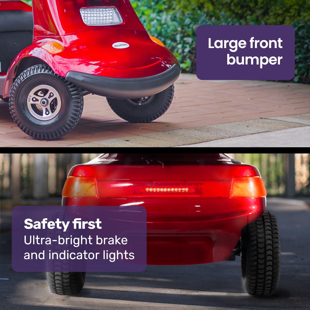 EQUIPMED LeisureCruise Extra Large-Sized, High Power, 182kg Capacity Mobility Scooter  - Red