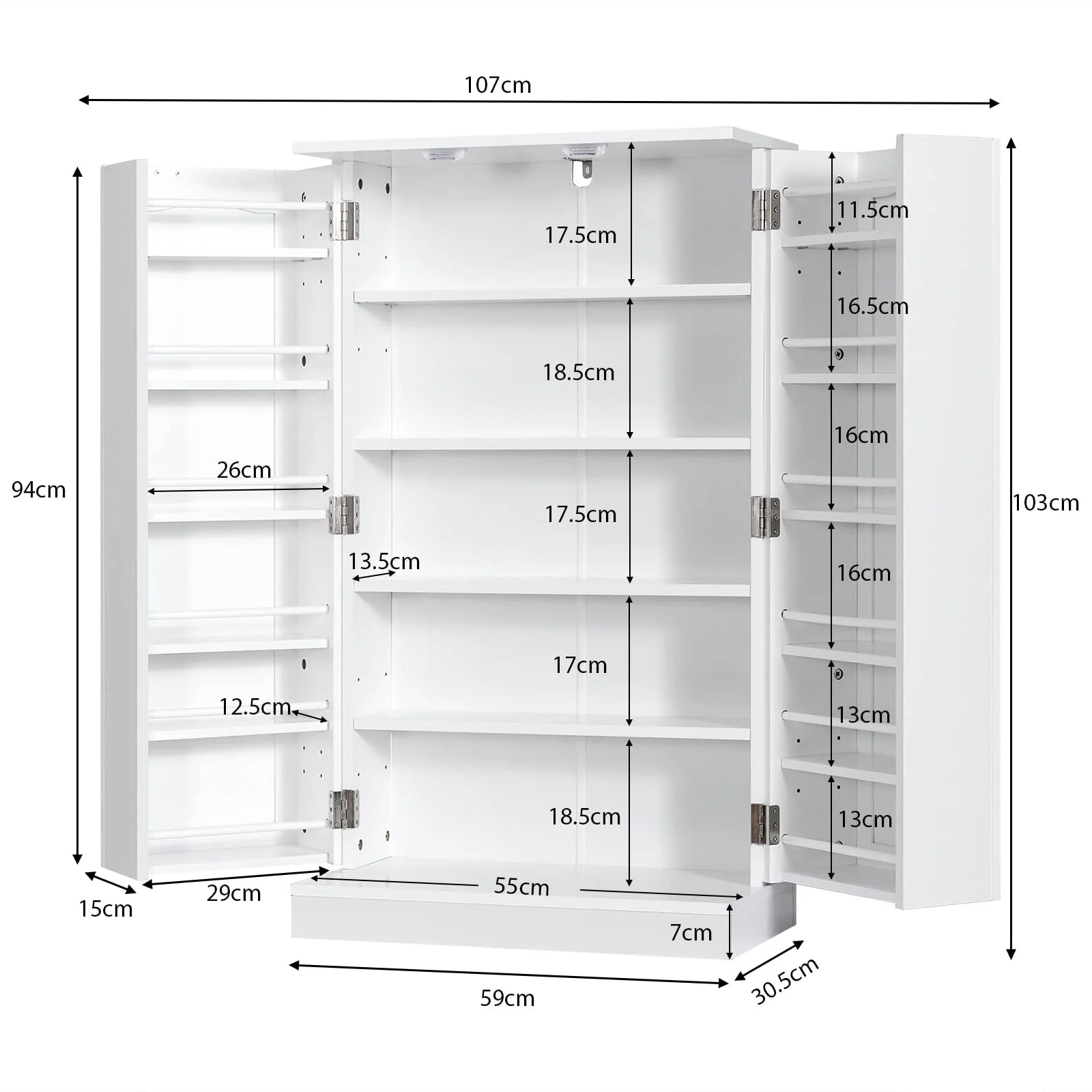 Giantex 2-Door Pantry Cabinet w/ 6 Adjustable Shelves, 17-Tier Buffet Sideboard, Kitchen Storage Cabinet