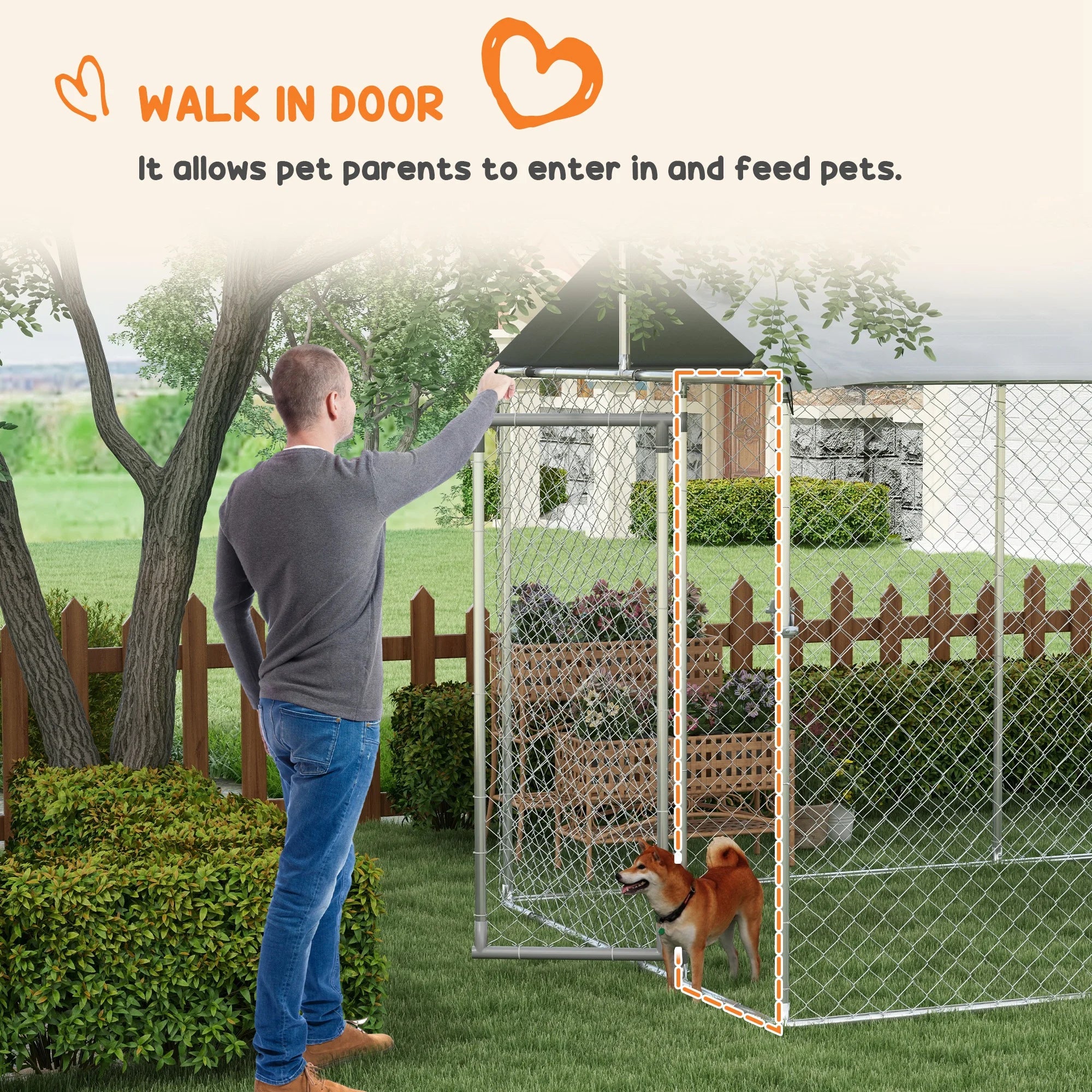 PawHut 19.7' x 7.5' x 7.5' Outdoor Dog Kennel W/ Waterproof Roof