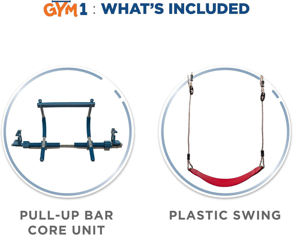 6-Piece Doorway Gym for Kids, includes Door Sensory Swing, Indoor Pull-Up Bar for Adults, Rings, Hanging Trapeze, Ladder & Knotted Rope, Holds Up to 300 Lbs