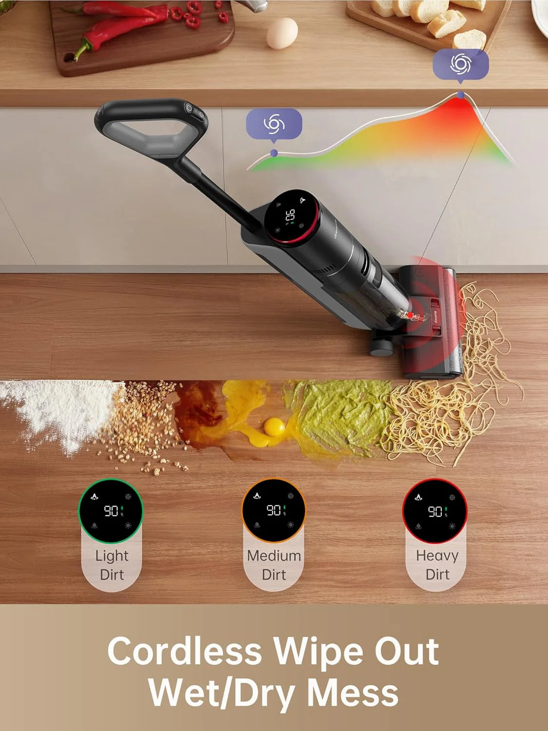 Wet Dry Vacuum Cleaner, Smart Floor Cleaner Cordless Vacuum and Mop for Hard Floors, One-Step Edge to Edge Cleaning with Hot Air Drying1 pcs