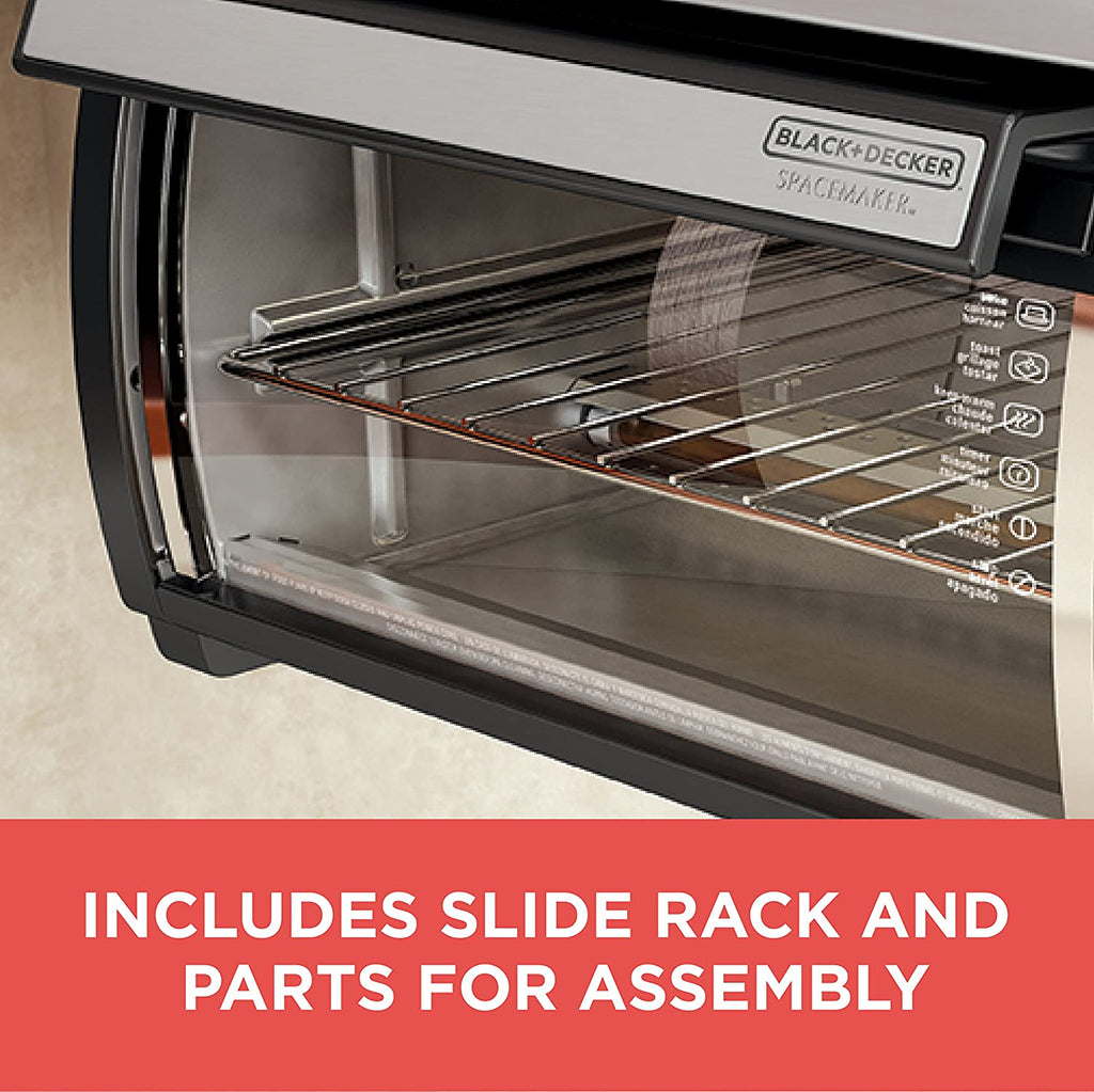 BLACK DECKER SpaceMaker Under Counter Toaster Oven, Digital Controls, Black/Stainless Steel, Fits 9&prime;&prime; Pizza or 4 Slices