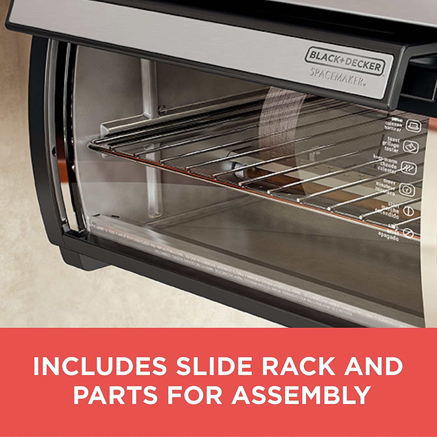 BLACK DECKER SpaceMaker Under Counter Toaster Oven, Digital Controls, Black/Stainless Steel, Fits 9&prime;&prime; Pizza or 4 Slices