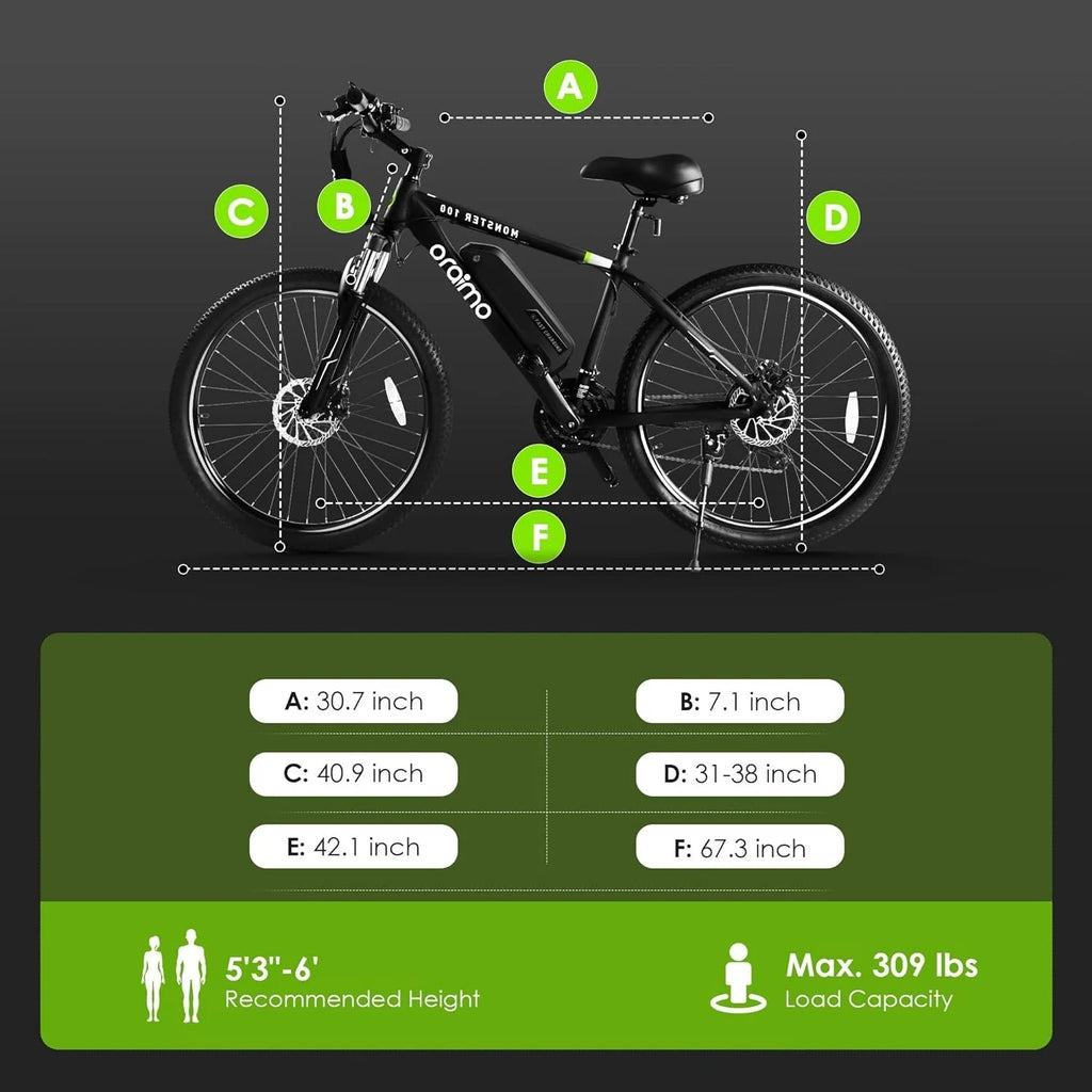 Adult Electric Bike, 350W BAFANG Motor (500W Peak), 4A 3H Fast Charging, 468Wh Li-Ion Battery, 21 Speed Gears, Air Saddle, 45 Miles 20 MPH 26" Mountain Bike Electric Bike, ANSI/CAN/UL2849 Compliant