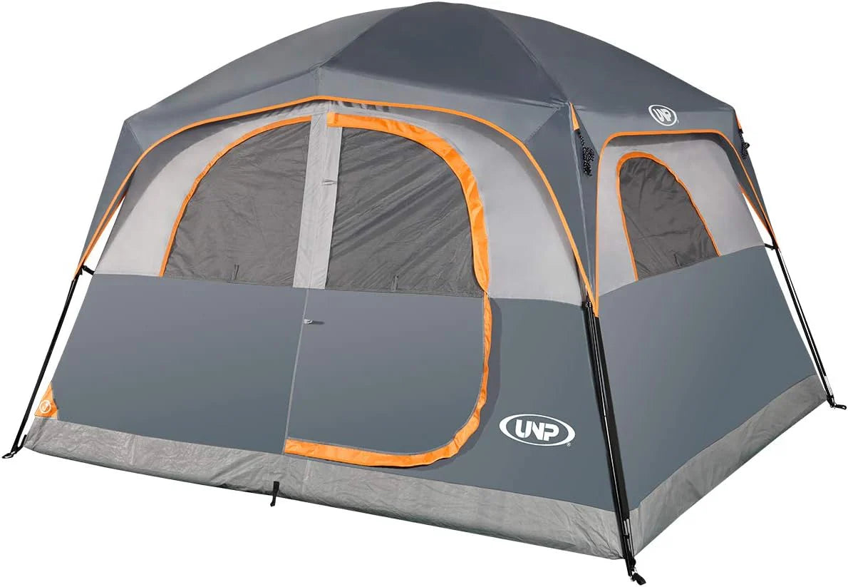 A 6-person waterproof and windproof portable family camping tent, with a double-layer structure, equipped with 1 mesh door and 5 large mesh windows - height of 10 feet × 9 feet × 78 inches (unit: inches)1 pcs