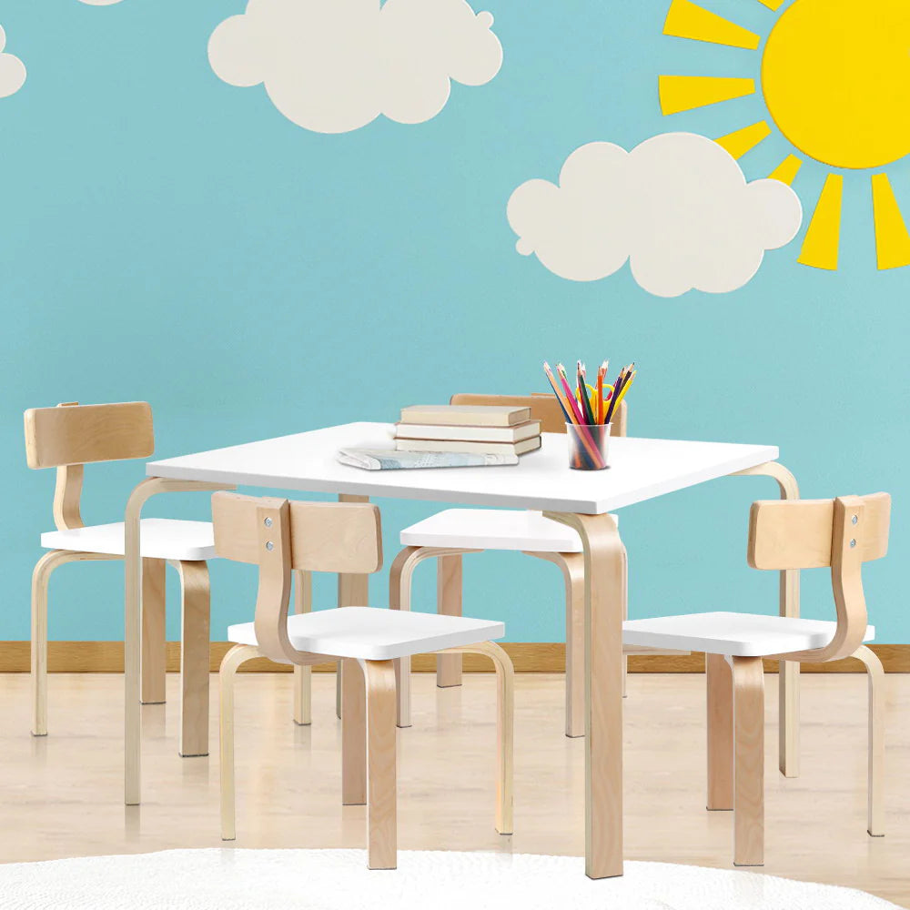 Keezi 5PCS Kids Table and Chairs Set Activity Toy Play Desk