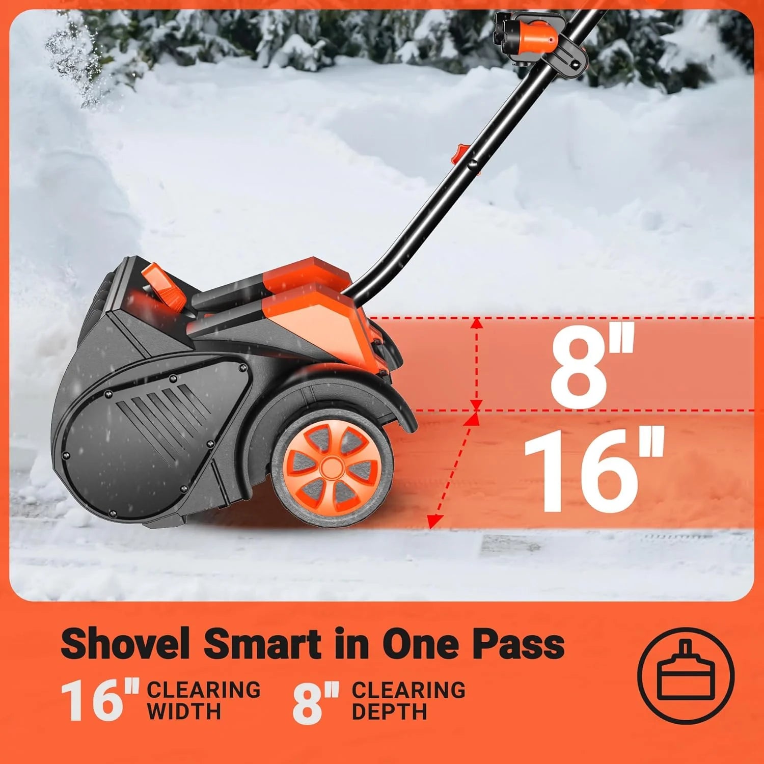 Cordless Snow Shovel with Wheels, 48V | 16-Inch | 4-Ah Brushless Cordless Snow Blower, Battery Snow Blower with Directional Plate & LED Lights (2 * 24V Battery & Dual Quick Charger Included)1 pcs