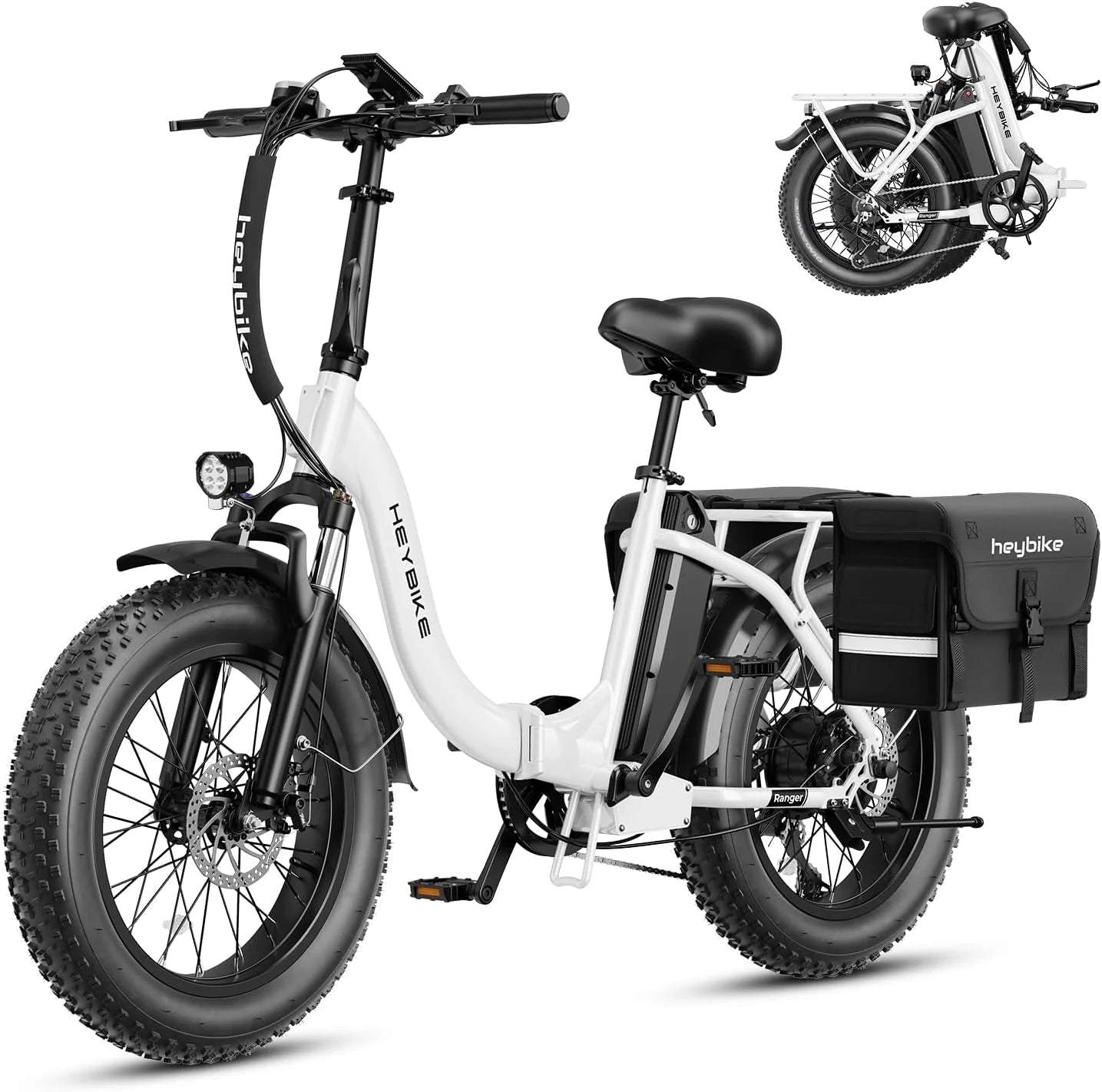 2.0 Electric Bike for Adults, Peak 1400W Peak Motor Ebike, 45KM/H Max Speed [20"*4 Fat Tire All-Terrain] 600Wh Removable Battery Folding Step-Thru E Bike with Front Suspension1 pcs